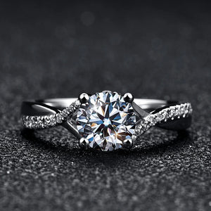 Petite Criss Cross Moissanite Pave Engagement Ring