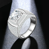 Round Moissanite Luxury Sterling Silver Wedding Ring For Men