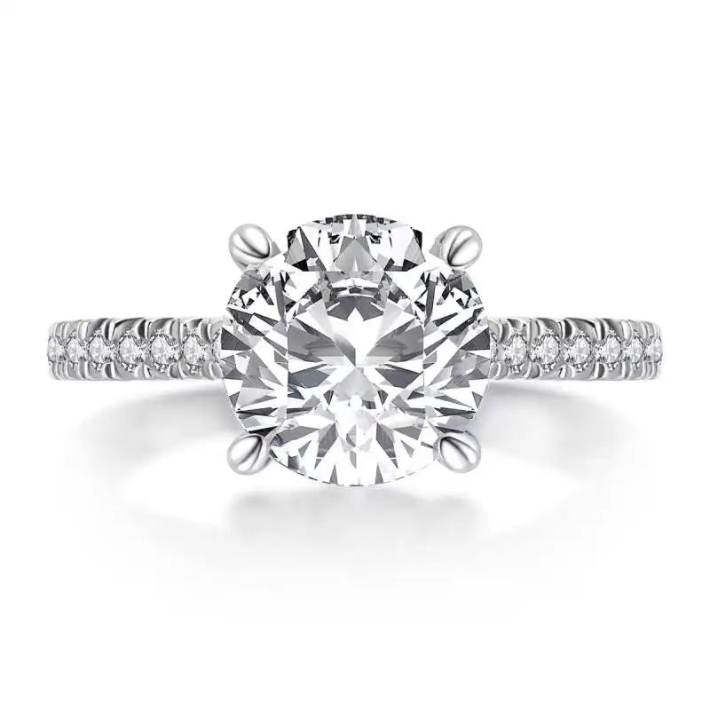 Round Moissanite Pavé Accents Engagement Ring