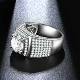 Round Moissanite Luxury Sterling Silver Wedding Ring For Men