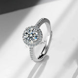 Moissanite Diamond Halo Round Cut Engagement Ring