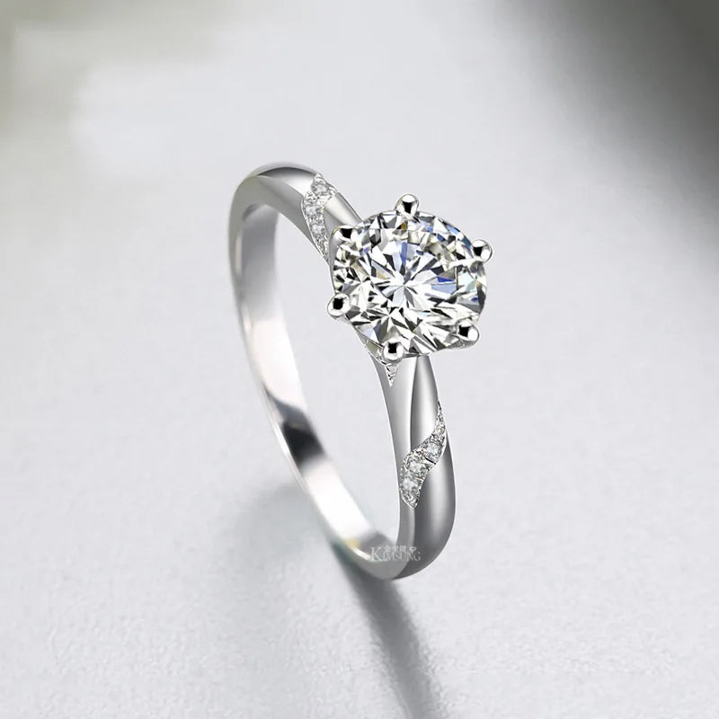 Moissanite Series Fashion Six Prong Sterling Silver Engagement Ring