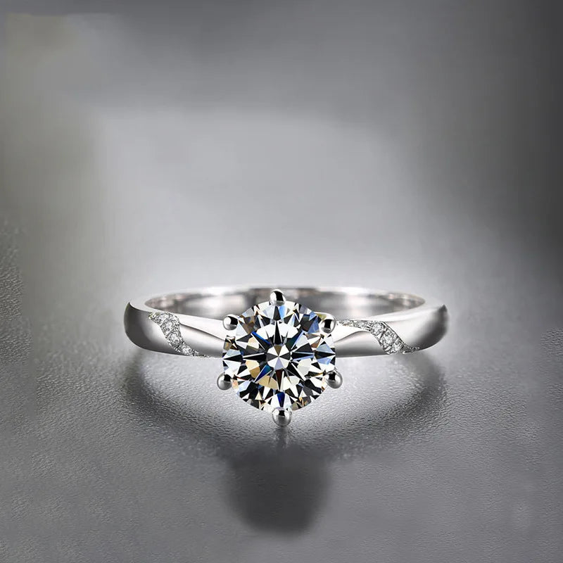 Moissanite Series Fashion Six Prong Sterling Silver Engagement Ring