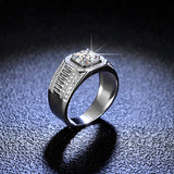 Round Moissanite Sterling Silver Wedding Ring For Men