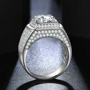 Round Moissanite Luxury Sterling Silver Wedding Ring For Men