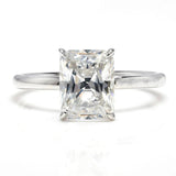 Solitaire Radiant Moissanite Milgrain Bezel Set Engagement Ring