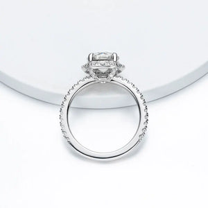 Round Halo Moissanite Pave Engagement Ring