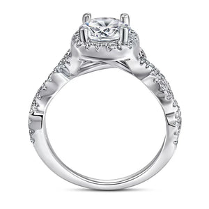 Vintage Halo Round Moissanite Infinity Engagement Ring