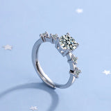 Round Moissanite Sleek Accents Engagement Ring