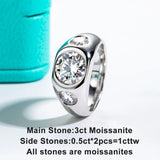 Round Moissanite Fashion Sterling Silver Wedding Ring For Men