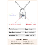 Real Moissanite Lock Shape Sterling Silver Necklace