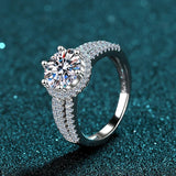 Halo Moissanite Cluster Pave Bridal Engagement Ring