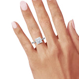 Cathedral Princess Cut Moissanite Pave Engagement Ring