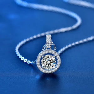 Moissanite Luxury Halo Sterling Silver Necklace