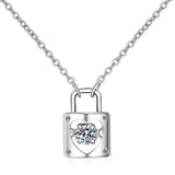 Real Moissanite Lock Shape Sterling Silver Necklace