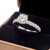 Solitaire Round Moissanite Four Prong Pave Engagement Ring