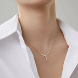 Real Moissanite Y-Shaped Sterling Silver Necklace