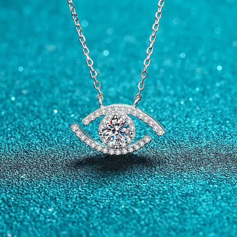 Devil's Eye Real Moissanite Sterling Silver Necklace