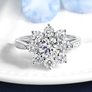 Floral Halo Moissanite Channel Set Engagement Ring