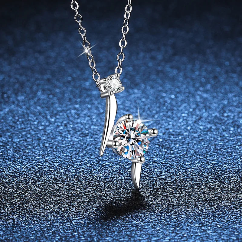 Charm Lady Real Moissanite Sterling Silver Necklace