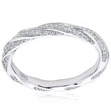 Twisted Eternity Moissanite Sterling Silver Wedding Band Stackable Ring