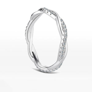 Twisted Vine Moissanite Half Eternity Wedding Band Stackable Ring