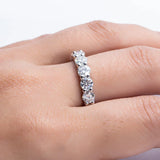 Round Moissanite Sterling Silver Wedding Band Eternity Ring