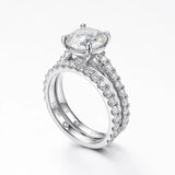 Round Moissanite Pavé Accents Engagement Ring With Band