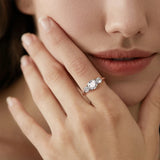 Classic Three Stone Round Cut Moissanite Engagement Ring