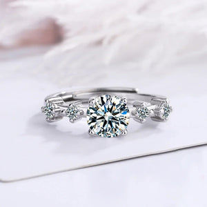 Round Moissanite Sleek Accents Engagement Ring