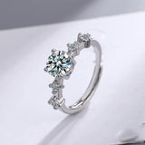 Round Moissanite Sleek Accents Engagement Ring