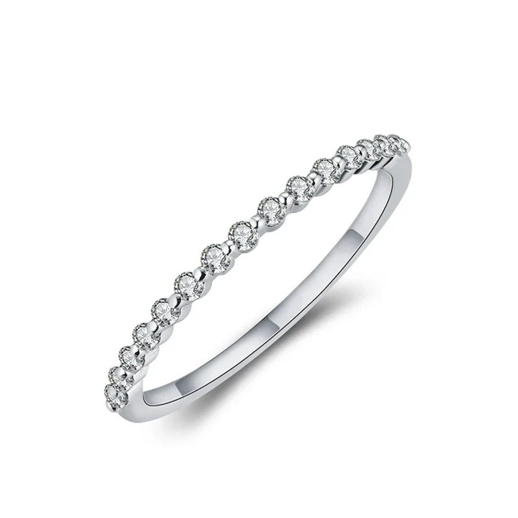 Round-Cut Moissanite Buble Style Wedding Band Ring