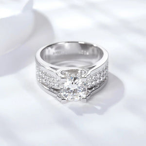 Fashion Round Luxury Moissanite Side Stone Sterling Silver Ring For Men