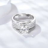 Fashion Round Luxury Moissanite Side Stone Sterling Silver Ring For Men