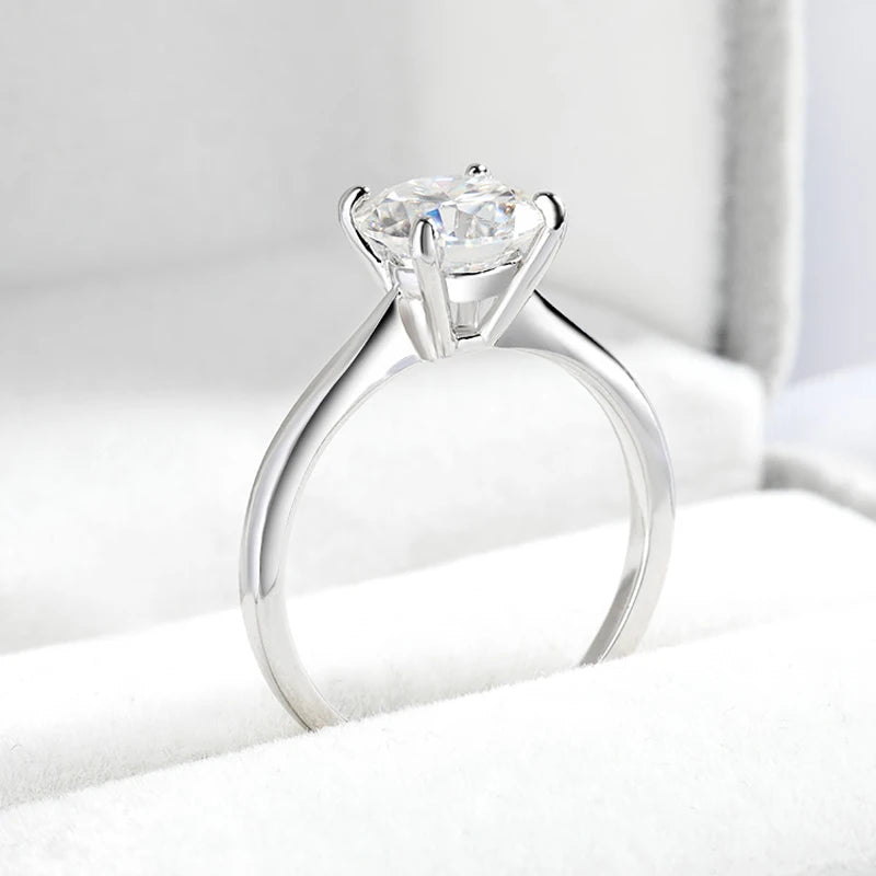 Classic Solitaire Cushion Moissanite Four Prong Polish Engagement Ring