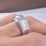 Round Moissanite Sterling Silver Wedding Ring For Men