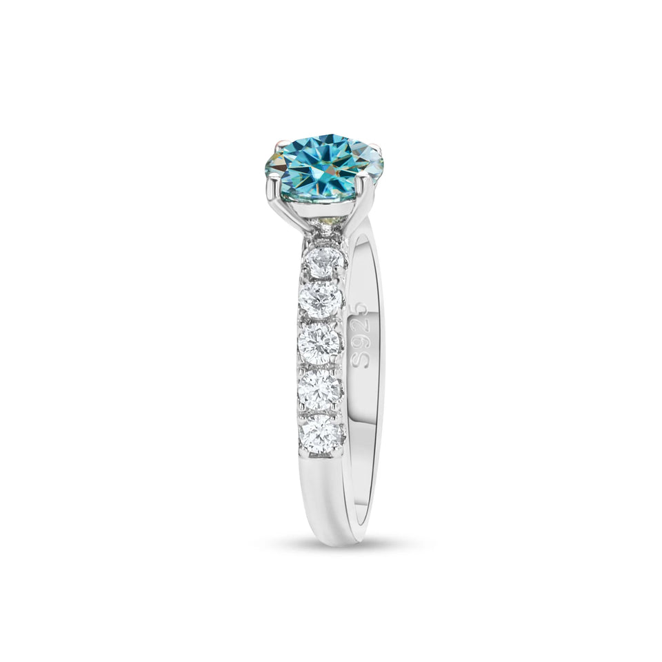 Solitaire Colorful Round Moissanite Engagement Ring