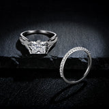 Princess Moissanite Split Shank Pave Bridal Engagement Ring Set