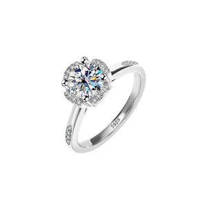 Basket Halo Moissanite Cathedral Engagement Ring