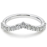 V-Shaped Moissanite Half Eternity Sterling Silver Wedding Band Stackable Ring