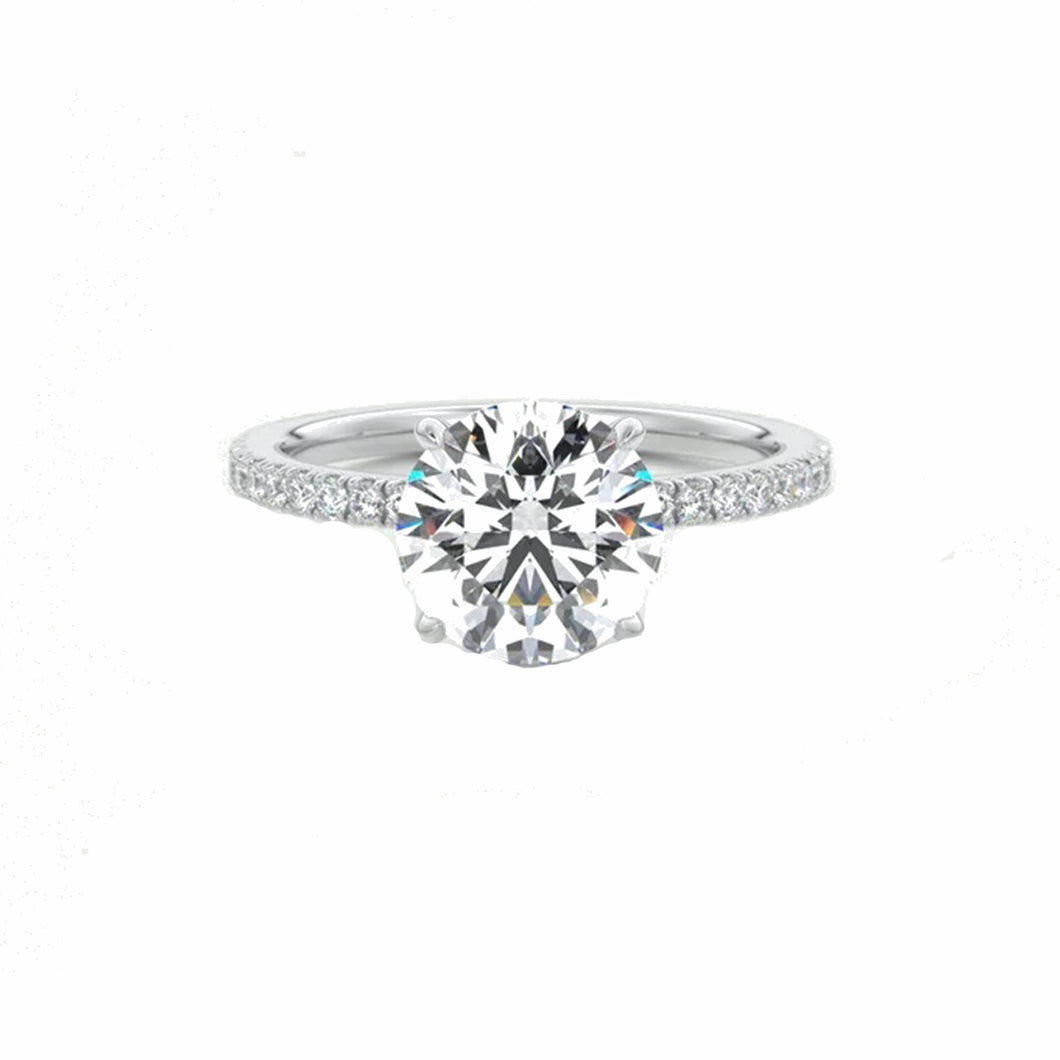 Round Moissanite Pavé Accents Engagement Ring