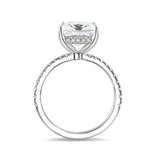 Cathedral Princess Cut Moissanite Pave Engagement Ring