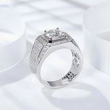 Round Moissanite Fashion Sterling Silver Wedding Ring For Men