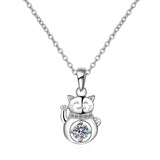 Real Moissanite Cat Sterling Silver Necklace