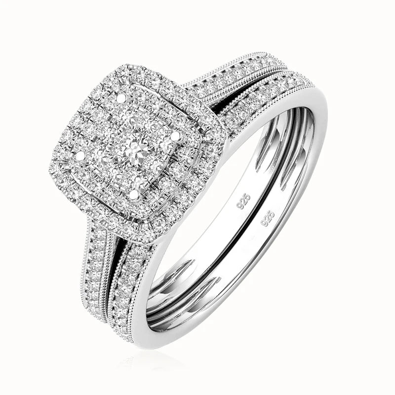 Moissanite Split Shank Pave Engagement Ring