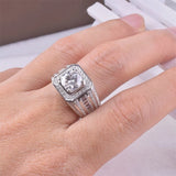 Round Moissanite Sterling Silver Wedding Ring For Men