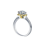 Moissanite Luxury Two Tone Halo Sterling Silver Ring