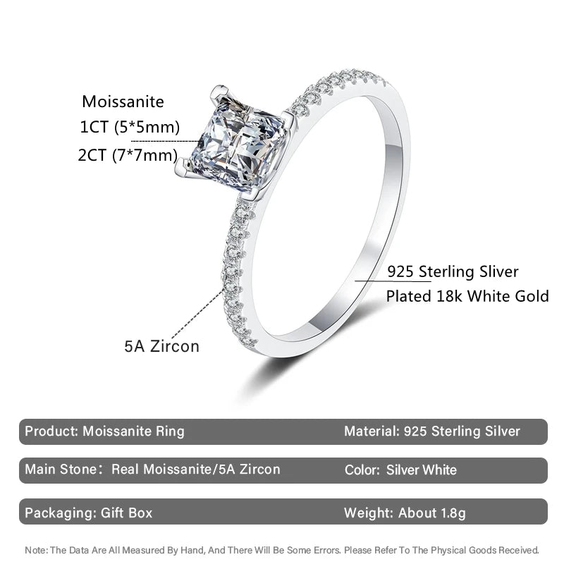 Cathedral Princess Cut Moissanite Pave Engagement Ring