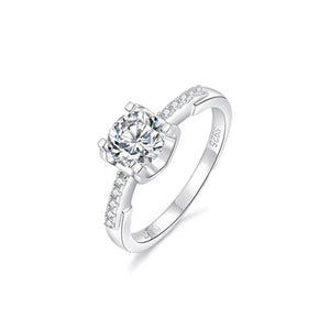 Round Moissanite Fashion Bull Head Sterling Silver Engagement Ring