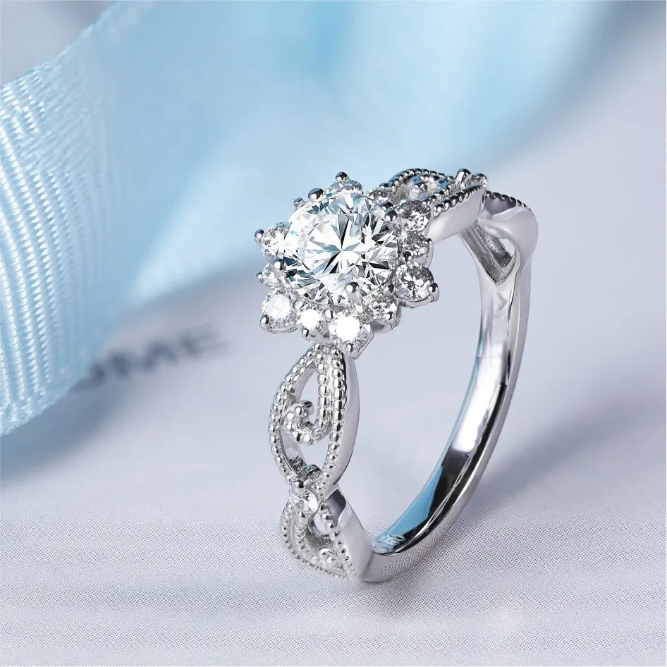 Vintage Round Moissanite Twisted Vine Engagement Ring